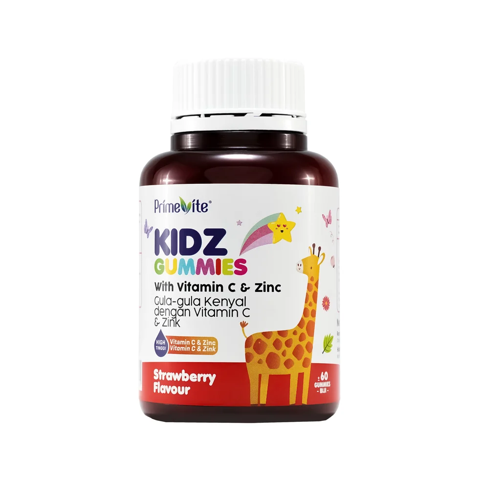 Slide9_485233f8-1fee-45b4-85d2-17777289c038 PrimeVite Kidz Gummies With Vitamin C and Zinc 60's (Strawberry Flavour) - Image 1
